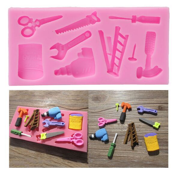 cake tools silicone cake fondant mold topper hammer spanner baking mould decoration