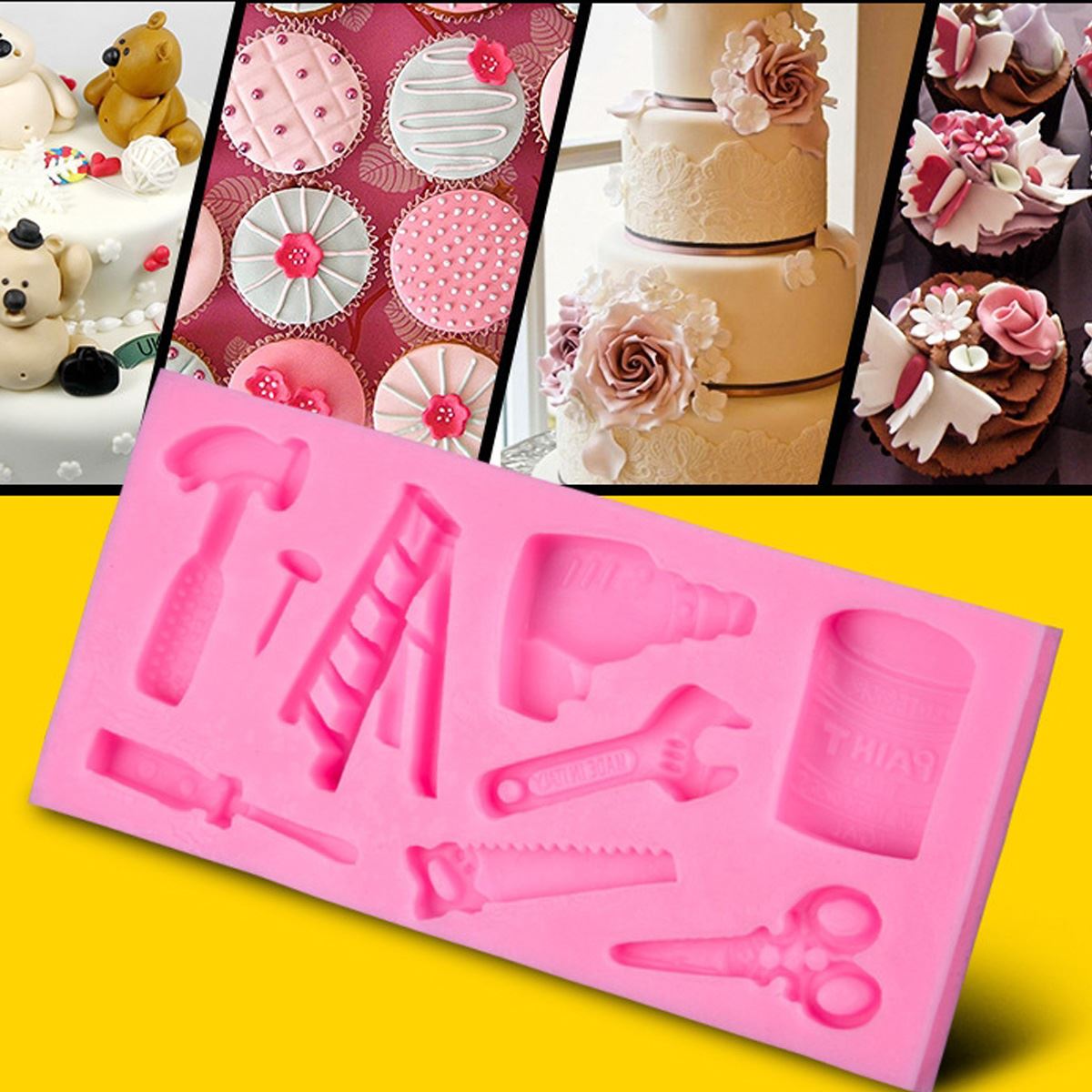 cake tools silicone cake fondant mold topper hammer spanner baking mould decoration