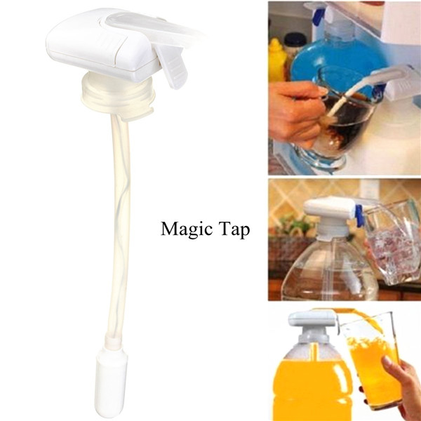convenient magic tap electric automatic water & drink beverage dispenser color white universal cap fits most bottles and jugs