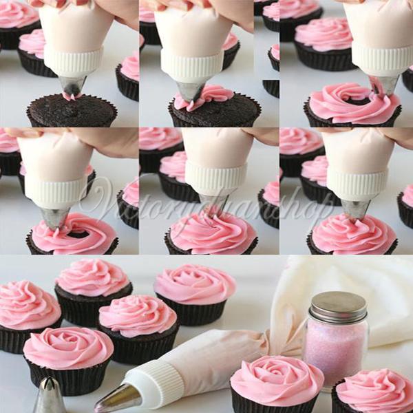 cream cake cupcake cookie paste lcing flower nozzle decoration tips kitchen tool