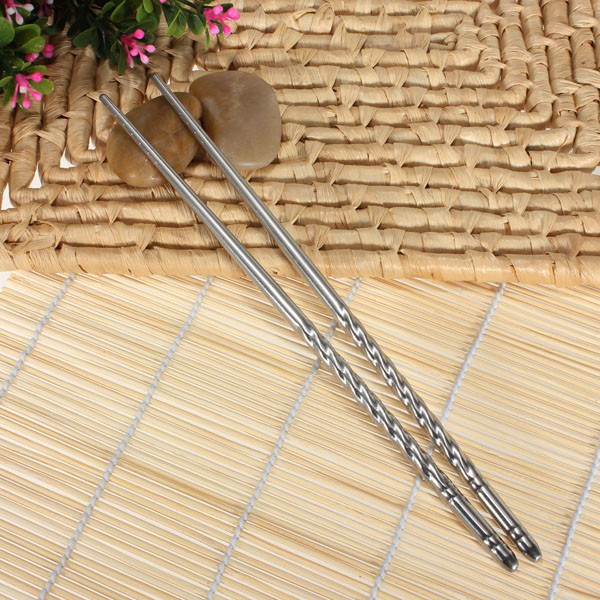excellent quality 1 pair chinese style thread stylish stainless steel design non slip chopstick chop sticks environment