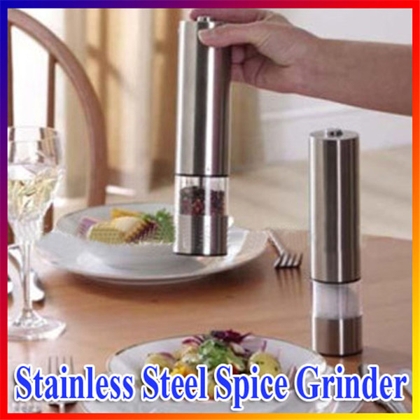 great quality portable and durable electric stainless steel kitchen tool salt pepper mill grinder muller with light