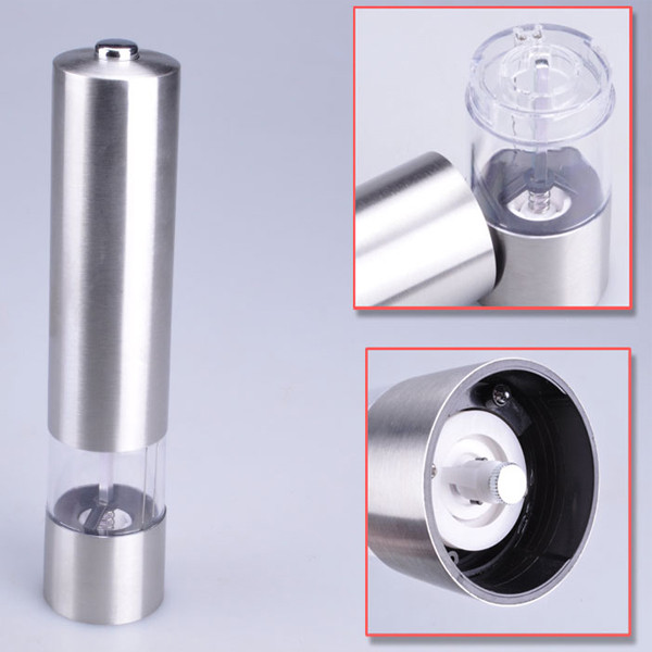 great quality portable and durable electric stainless steel kitchen tool salt pepper mill grinder muller with light