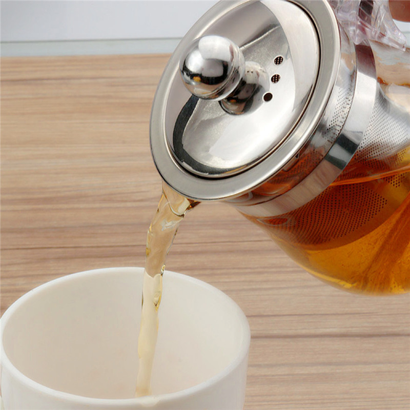 high temperature of about 350ml thick filtering strainer lid stainless steel filter glass teapot for green flower tea