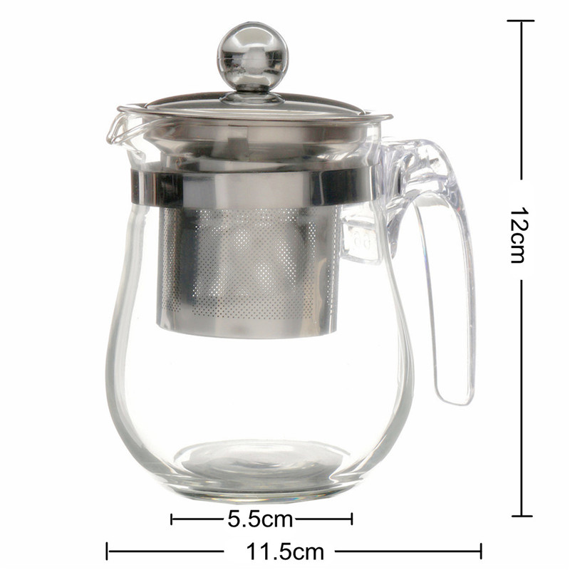 high temperature of about 350ml thick filtering strainer lid stainless steel filter glass teapot for green flower tea
