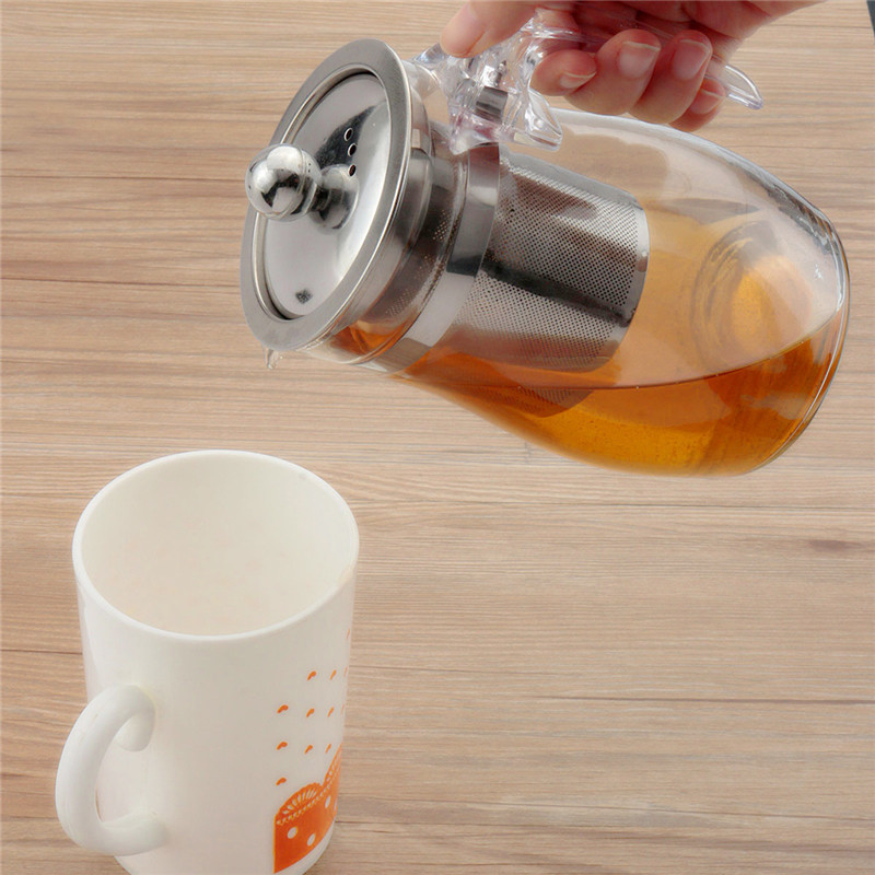 high temperature of about 950ml thick filtering strainer lid stainless steel filter glass teapot for green flower tea