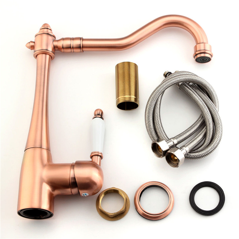 modern design deck mounted antique copper swivel kitchen sink bathroom basin spray mixer tap single lever faucet modern design deck mounted antique copper swivel kitchen sink bathroom basin spray mixer tap single lever faucet
