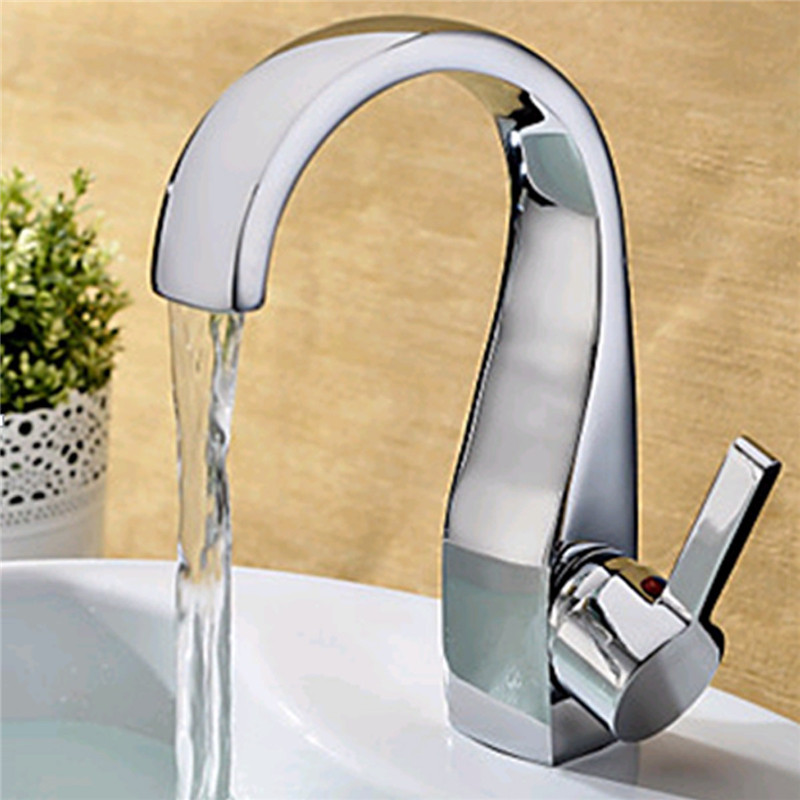 modern design single handle waterfall widespread contemporary chrome /cold mixer water tap basin faucet kitchen sink