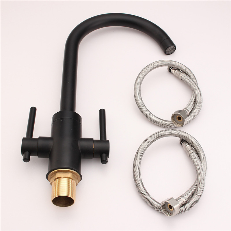 modern kitchen faucet swan neck twin lever brass black double handles and cold mixer water tap modern kitchen faucet swan neck twin lever brass black double handles and cold mixer water tap