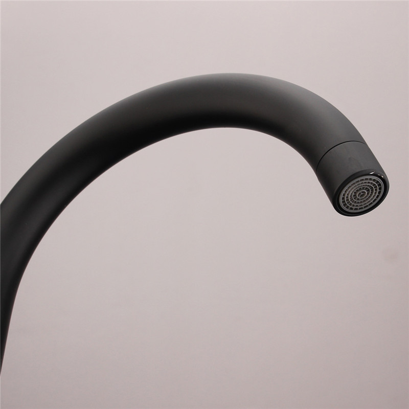 modern kitchen faucet swan neck twin lever brass black double handles and cold mixer water tap