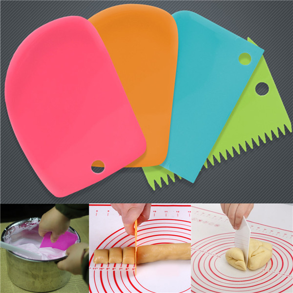 new arrival 3 x plastic dough icing fondant scraper cake decorating plain smooth jagged edge