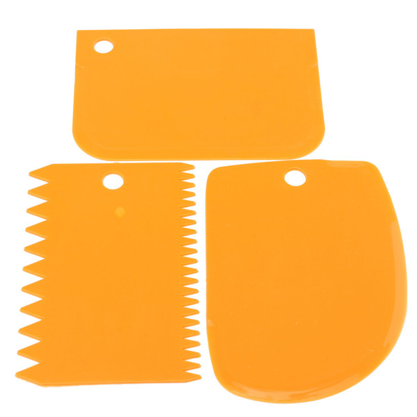 new arrival 3 x plastic dough icing fondant scraper cake decorating plain smooth jagged edge