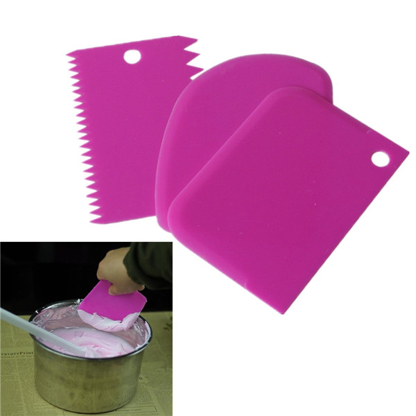 new arrival 3 x plastic dough icing fondant scraper cake decorating plain smooth jagged edge