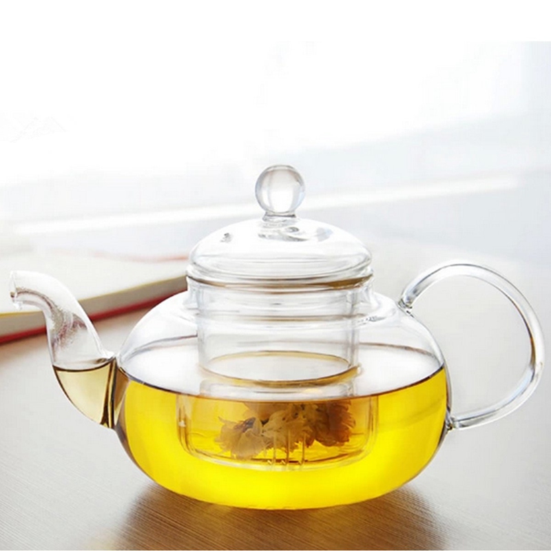 new arrival 800ml heat resistant glass teapot with infuser coffee tea leaf herbal teapot