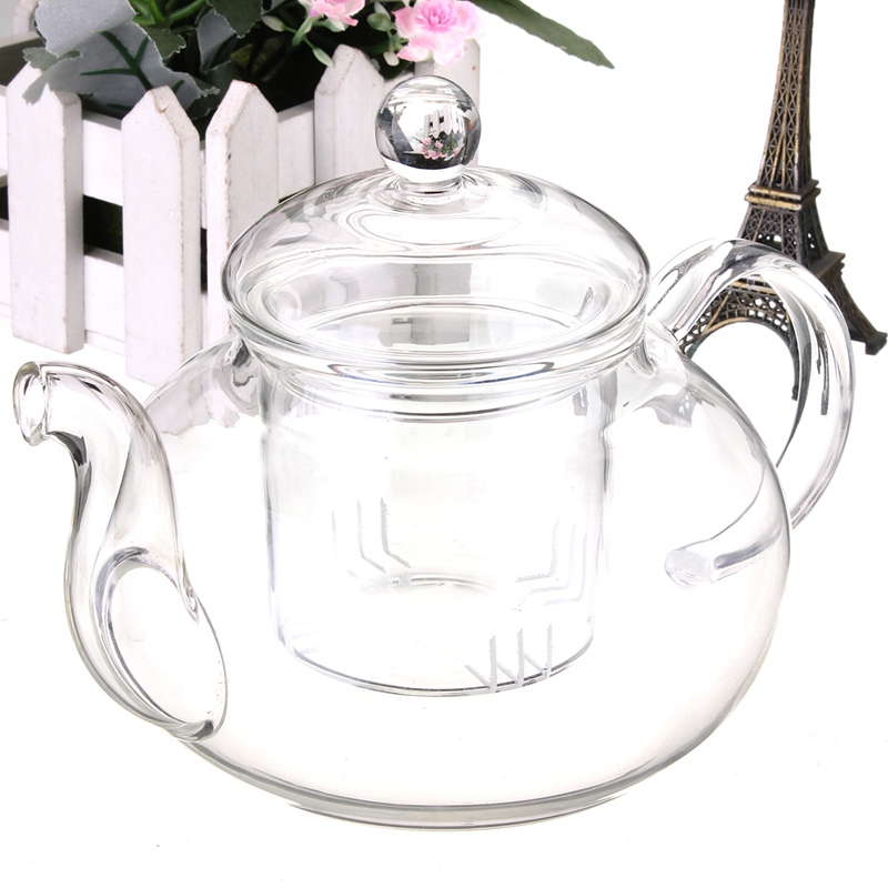 new arrival 800ml heat resistant glass teapot with infuser coffee tea leaf herbal teapot
