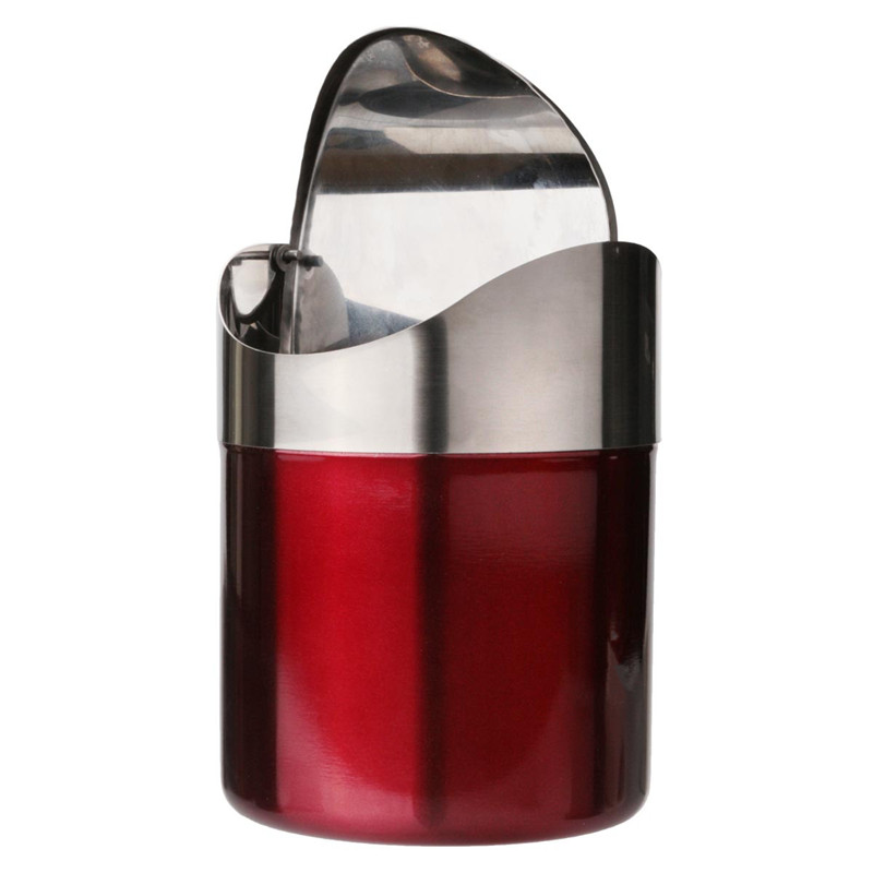 new arrival red color stainless steel trash bin1.5l mini car dustbin swing lid kitchen worktop waste rubbish trash can