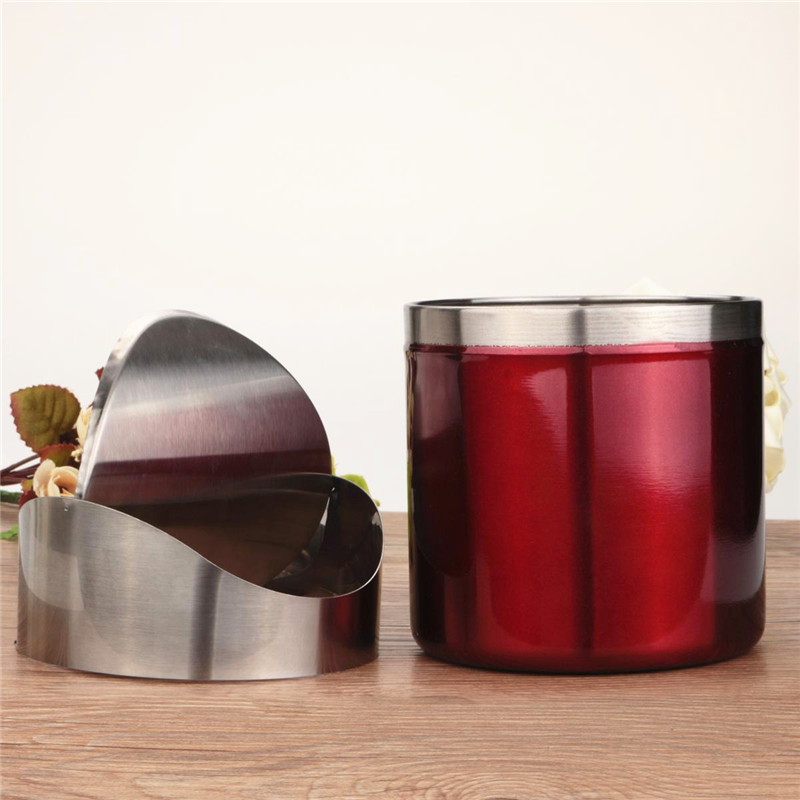 new arrival red color stainless steel trash bin1.5l mini car dustbin swing lid kitchen worktop waste rubbish trash can