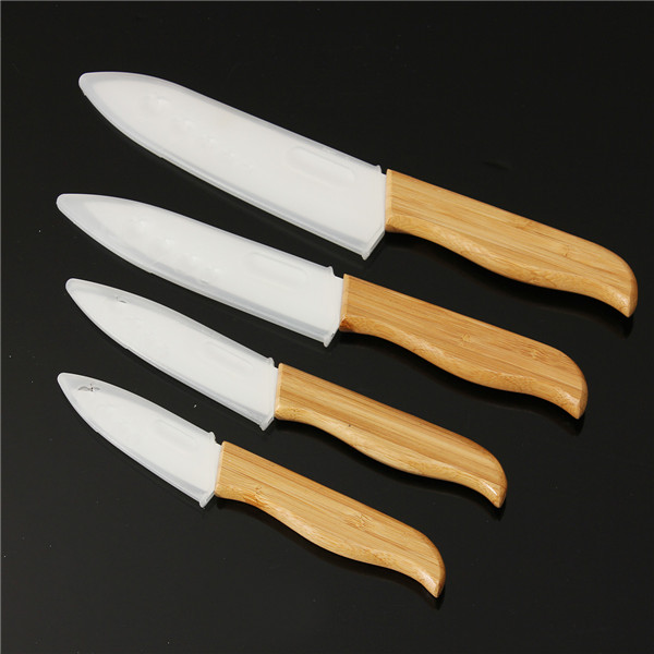new arrival top shart white blade ceramic knife kitchen tools 3 4 5 6 inch with bamboo handle kitchen fruit knife+covers