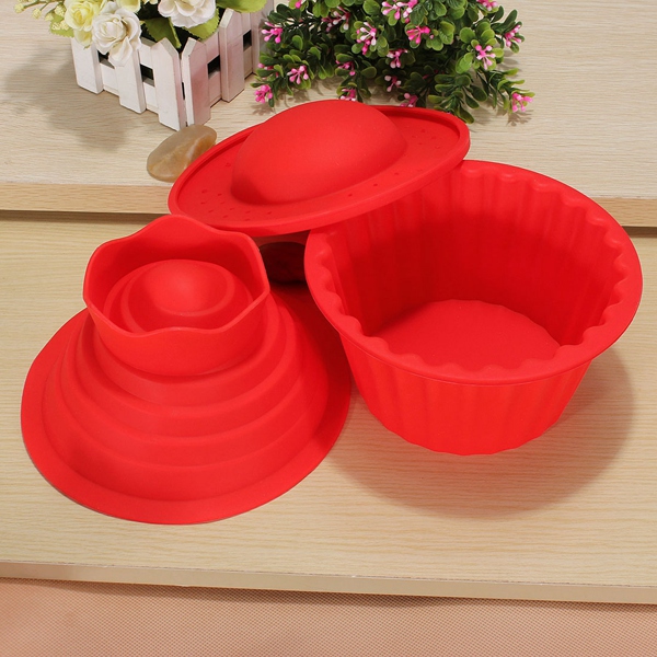 new arrvial!!!3 pake silicone big top cupcake bake set baking mold mould excellent quality