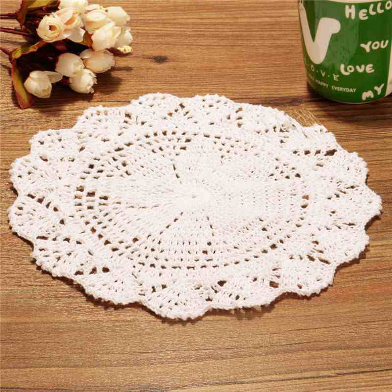 new fashion 25cm vintage style floral hand crochet handmade cotton beige doily cup table mat doilies crochet placemat coasters