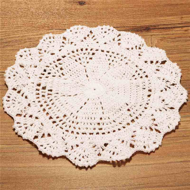 new fashion 25cm vintage style floral hand crochet handmade cotton beige doily cup table mat doilies crochet placemat coasters
