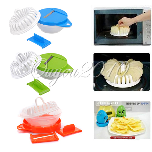 new microwave for apple fruit potato crisp chip slicer snack maker diy complete set tray mini potato chip maker color random