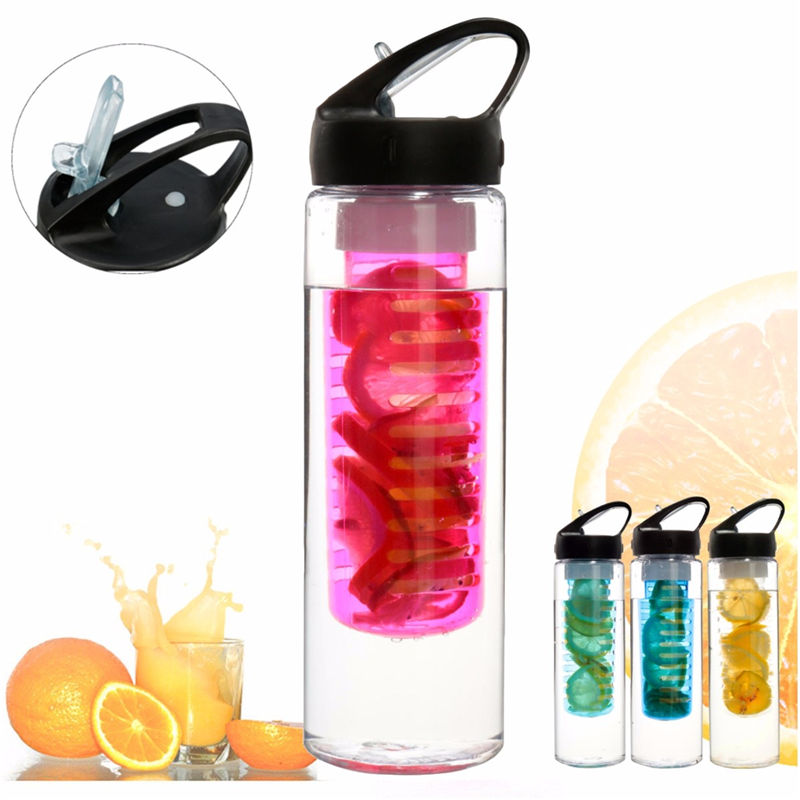 newest 700ml suction nozzle fruit infuser water bottle sports health juice maker sky blue/blue/rose/transparent