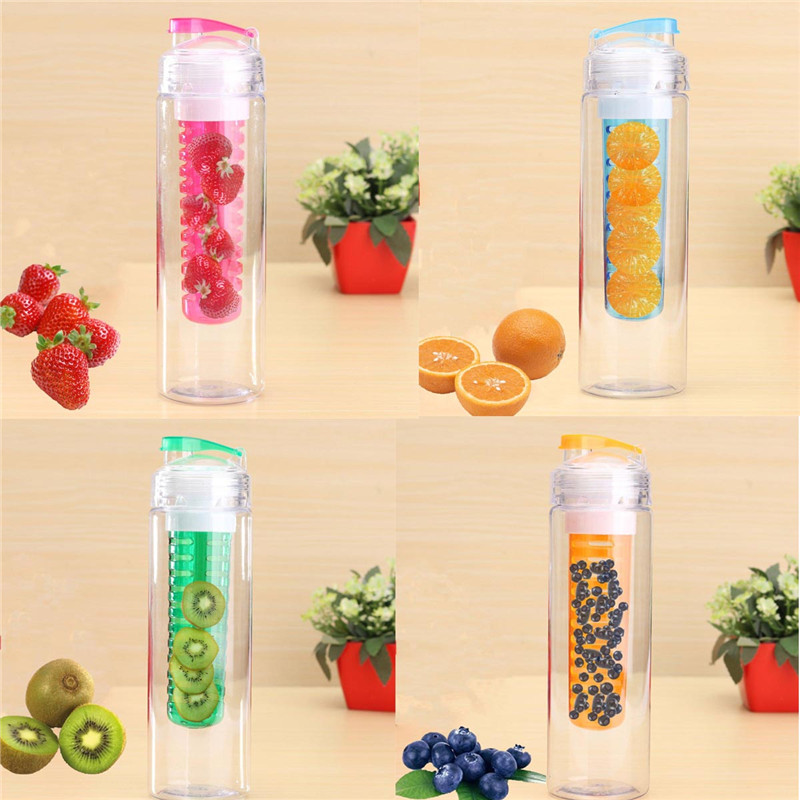 newest fashion 760ml sports health fruit juice bottle water tour outdoor sport cup bottle plastic bottle four colors