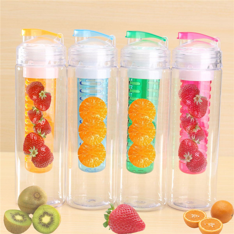 newest fashion 760ml sports health fruit juice bottle water tour outdoor sport cup bottle plastic bottle four colors