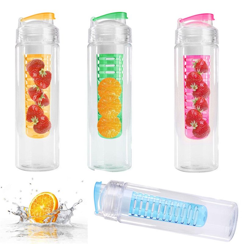 newest fashion 760ml sports health fruit juice bottle water tour outdoor sport cup bottle plastic bottle four colors