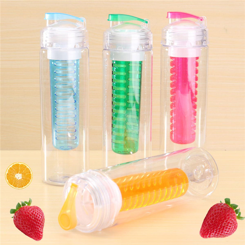 newest fashion 760ml sports health fruit juice bottle water tour outdoor sport cup bottle plastic bottle four colors