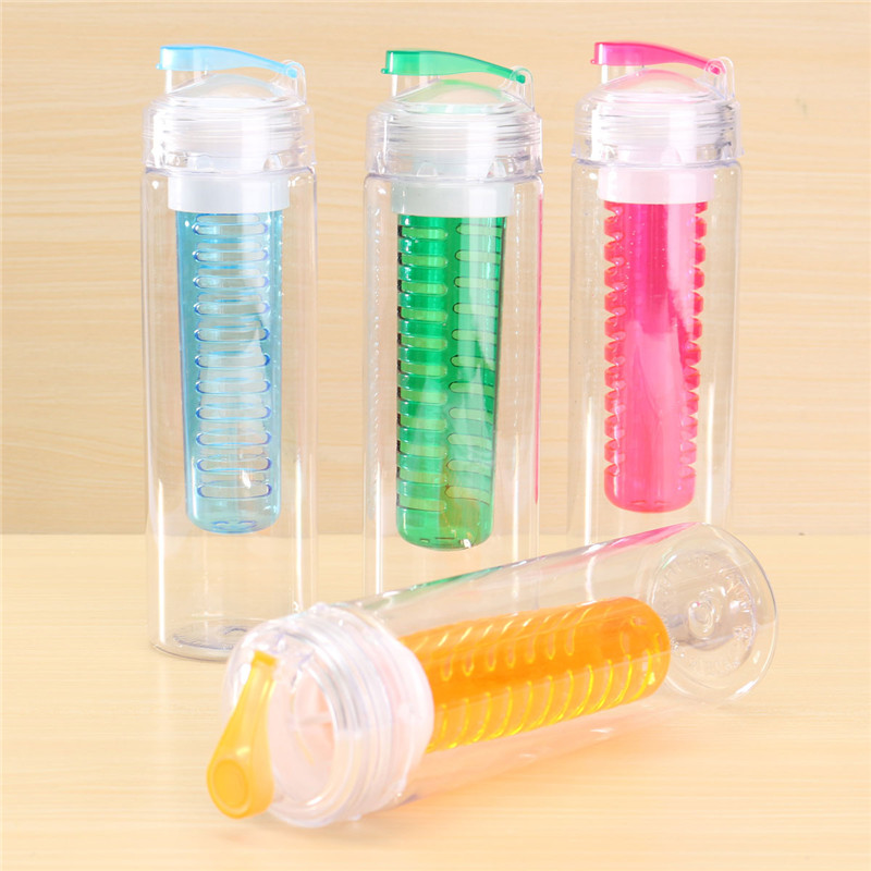 newest fashion 760ml sports health fruit juice bottle water tour outdoor sport cup bottle plastic bottle four colors