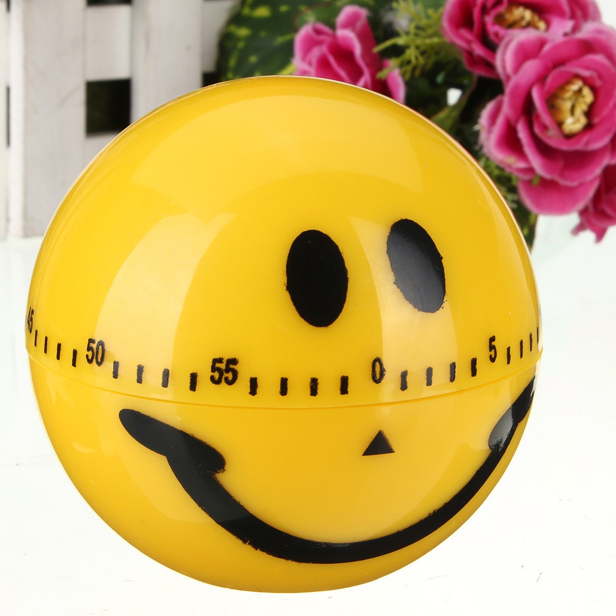 novelty excellent quality lovely cute design smiley face kitchen cooking mechanical timer alarm 60 minutes yellow new