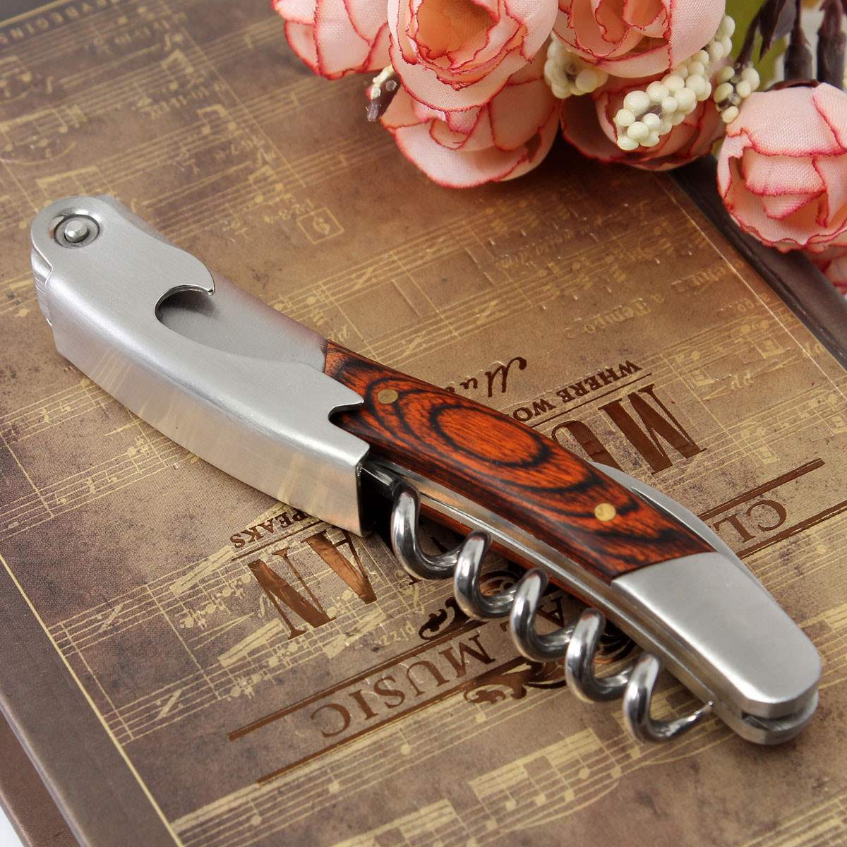 on unique design classic functional wood handle stainless corkscrew double hinge waiters wine bottle opener new