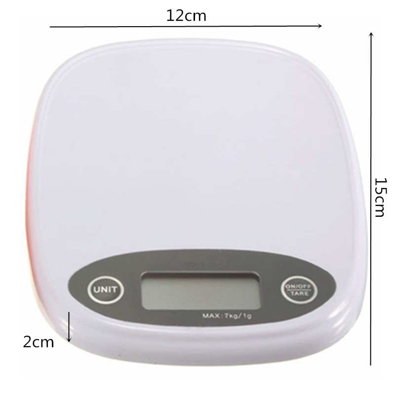 practical household portable electronic white 7kg/1g digital lcd kitchen food diet postal scale weight balance gram backlight