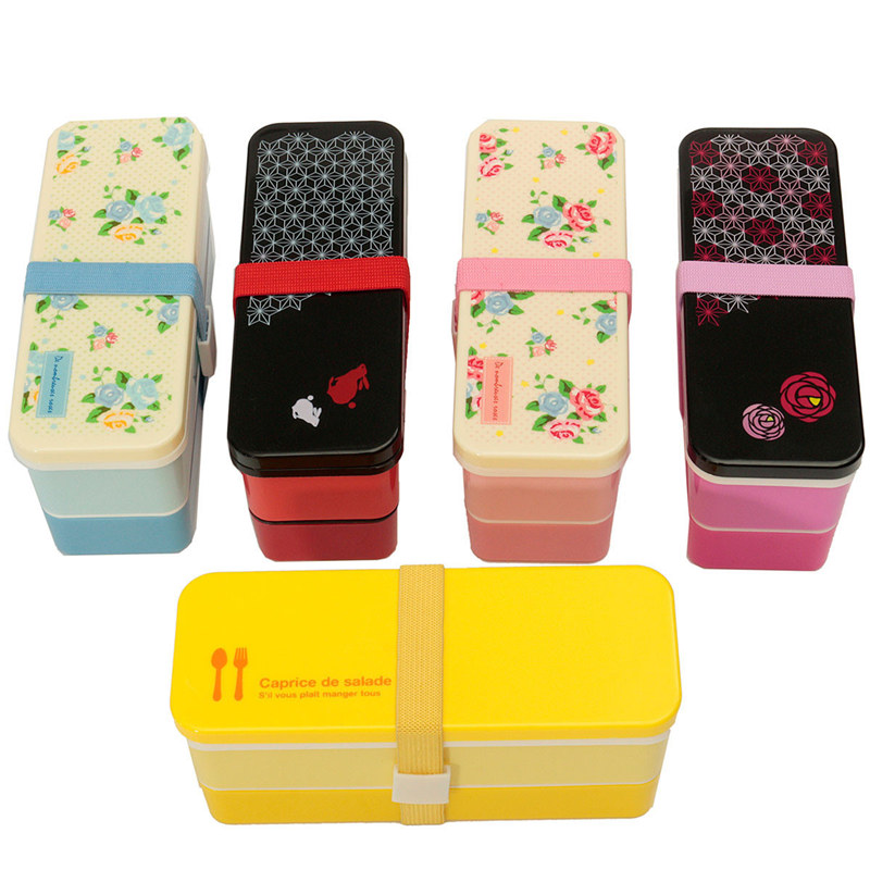 selling pp 2 tiers lunch box food container case storage with a belt lunchbox kitchen 6color 15.5x5.8x7 cm