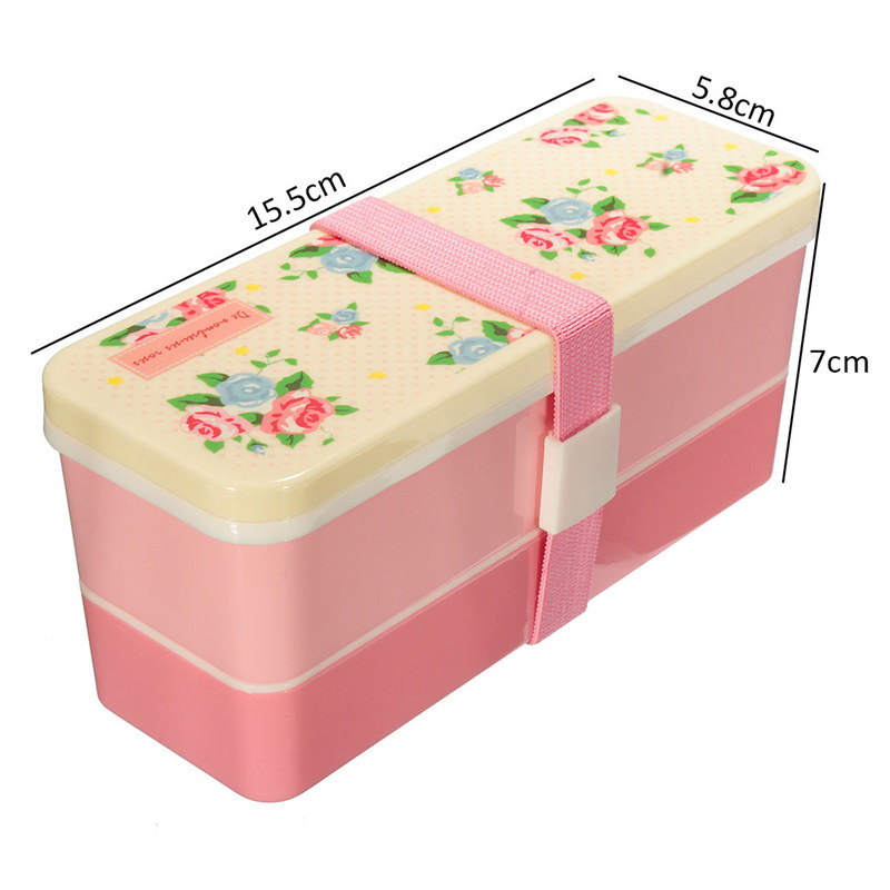selling pp 2 tiers lunch box food container case storage with a belt lunchbox kitchen 6color 15.5x5.8x7 cm