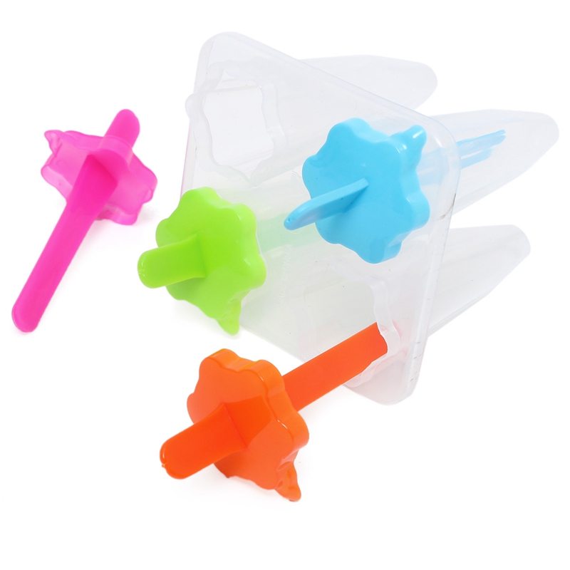stylish fashion diy star shape 4 cell ice lolly mold maker ice-cream mould ice pole zer tray