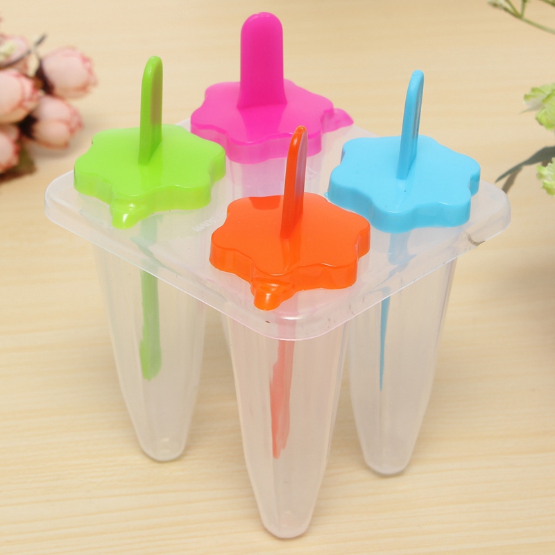 stylish fashion diy star shape 4 cell ice lolly mold maker ice-cream mould ice pole zer tray