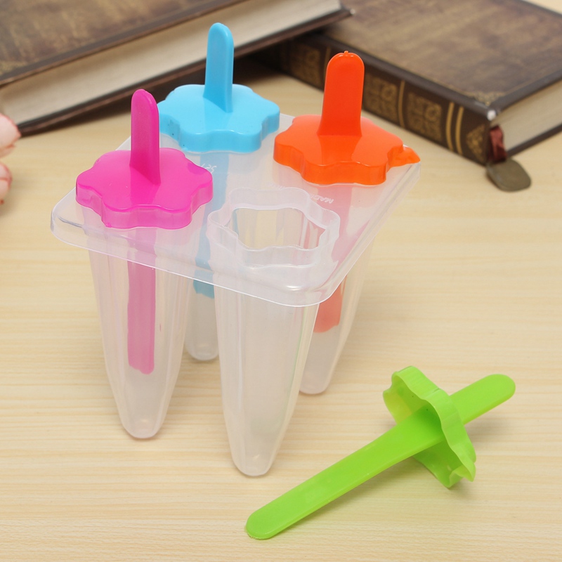 stylish fashion diy star shape 4 cell ice lolly mold maker ice-cream mould ice pole zer tray