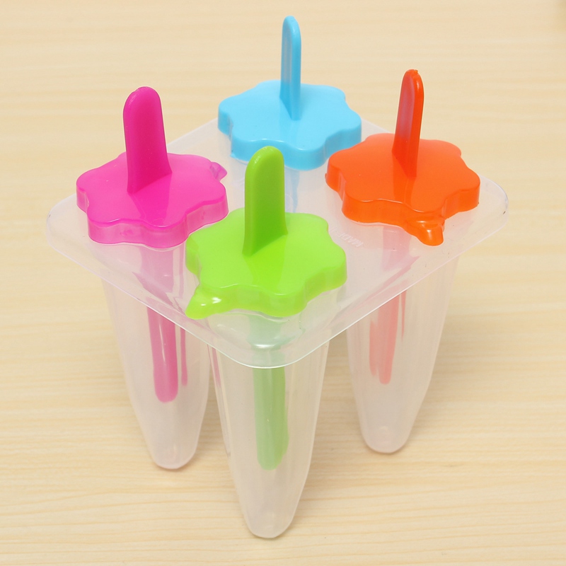stylish fashion diy star shape 4 cell ice lolly mold maker ice-cream mould ice pole zer tray