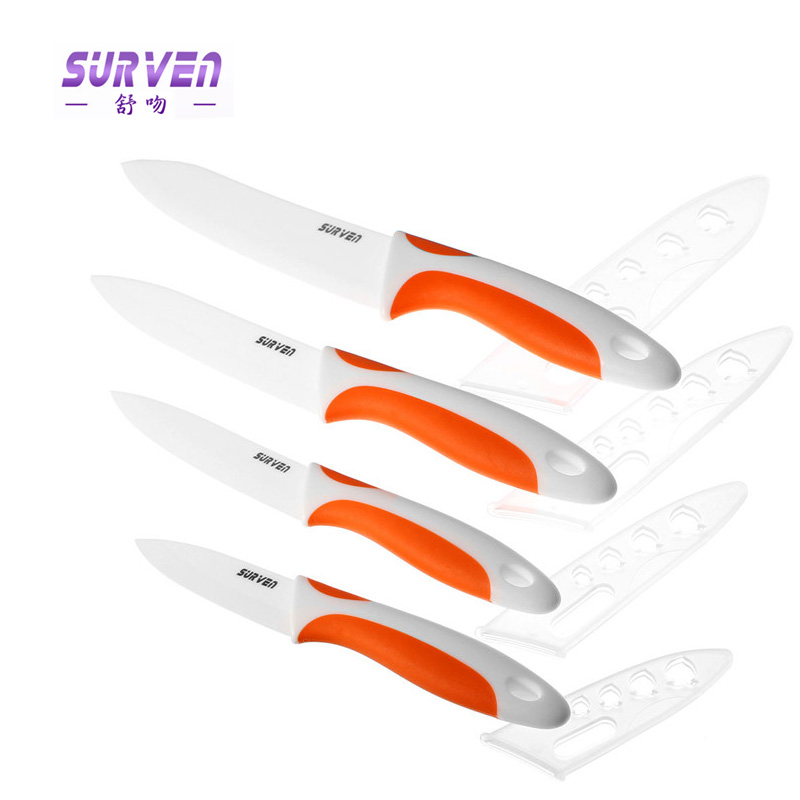 surven kitchen knives 3"4"5 "6" zirconia ceramic knife set + peeling machine multi-color processing sheath with peeler scabbard