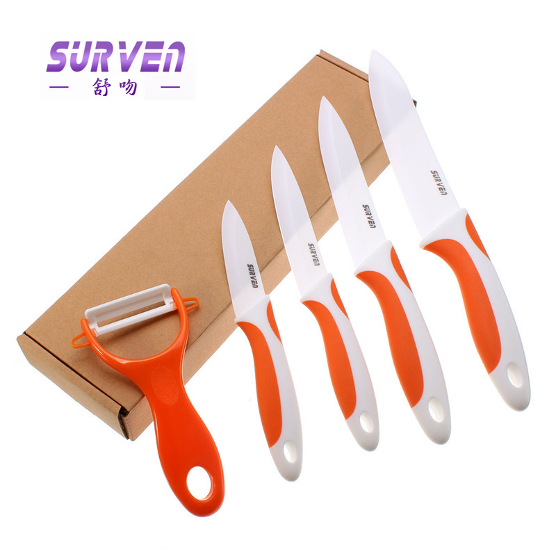 surven kitchen knives 3"4"5 "6" zirconia ceramic knife set + peeling machine multi-color processing sheath with peeler scabbard