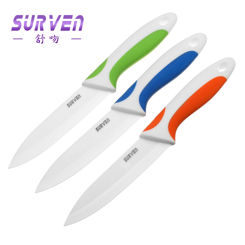 top brand surven 1pcs kitchen dining bar 5 inch ceramic knife paring fruit utility chef ceramic knife useful design