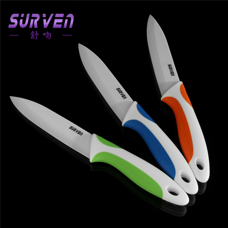 top brand surven 1pcs kitchen dining bar 5 inch ceramic knife paring fruit utility chef ceramic knife useful design