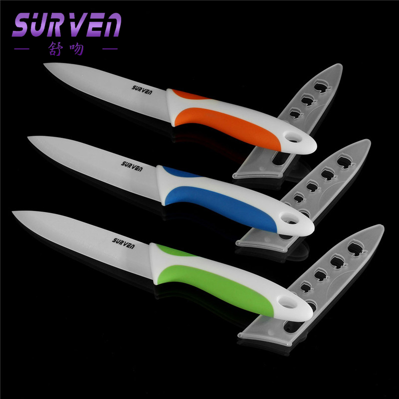 top brand surven 1pcs kitchen dining bar 5 inch ceramic knife paring fruit utility chef ceramic knife useful design