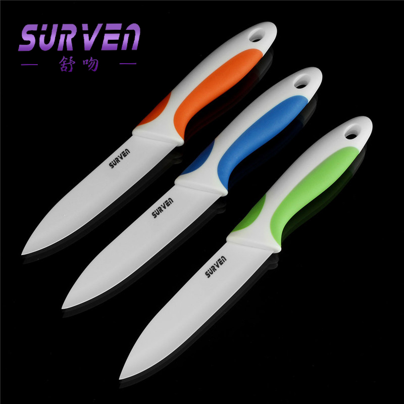 top brand surven 1pcs kitchen dining bar 5 inch ceramic knife paring fruit utility chef ceramic knife useful design