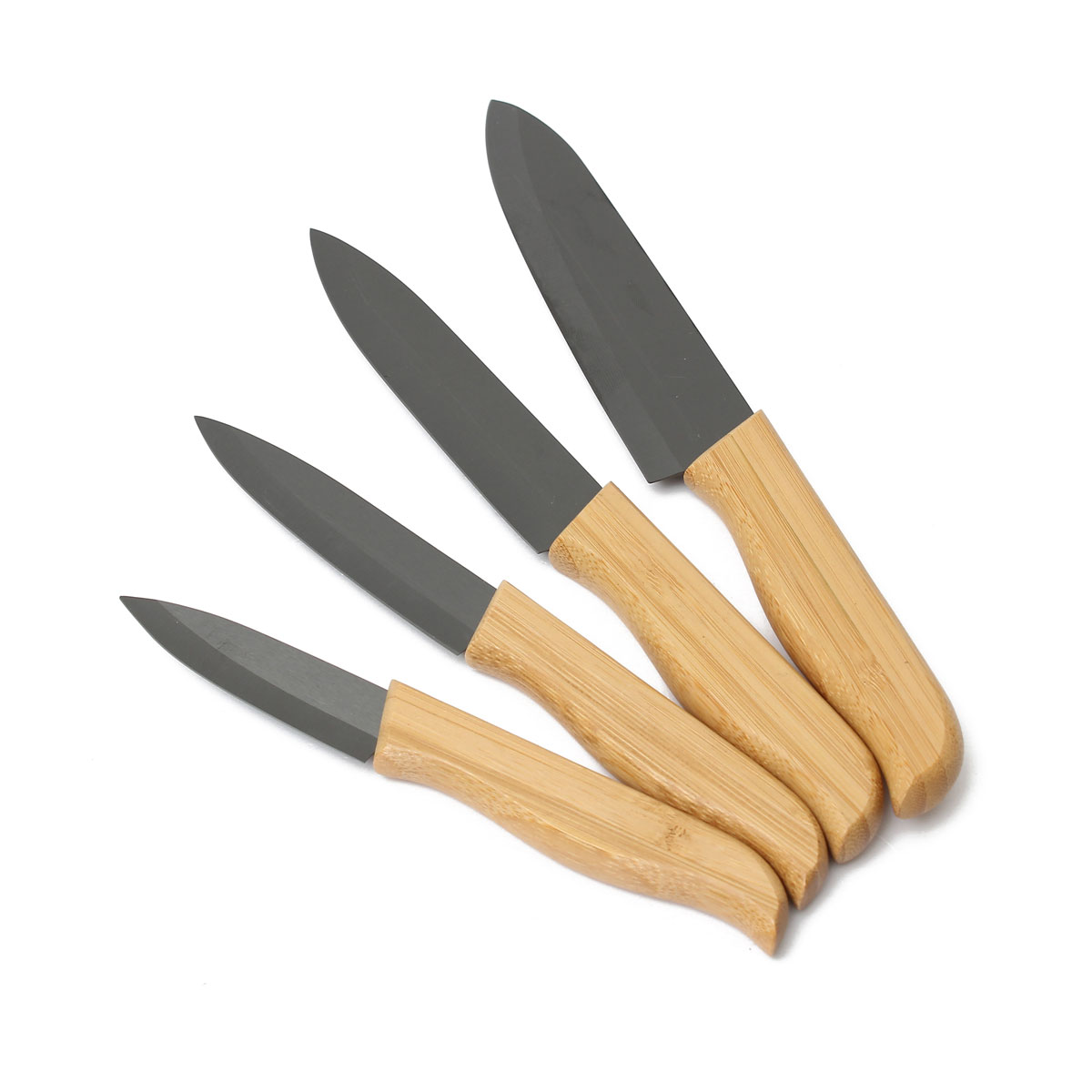 top selling for sharp quality bamboo handle with black blade ceramic knife set tools 3 4 5 6 inch kitchen knives+covers
