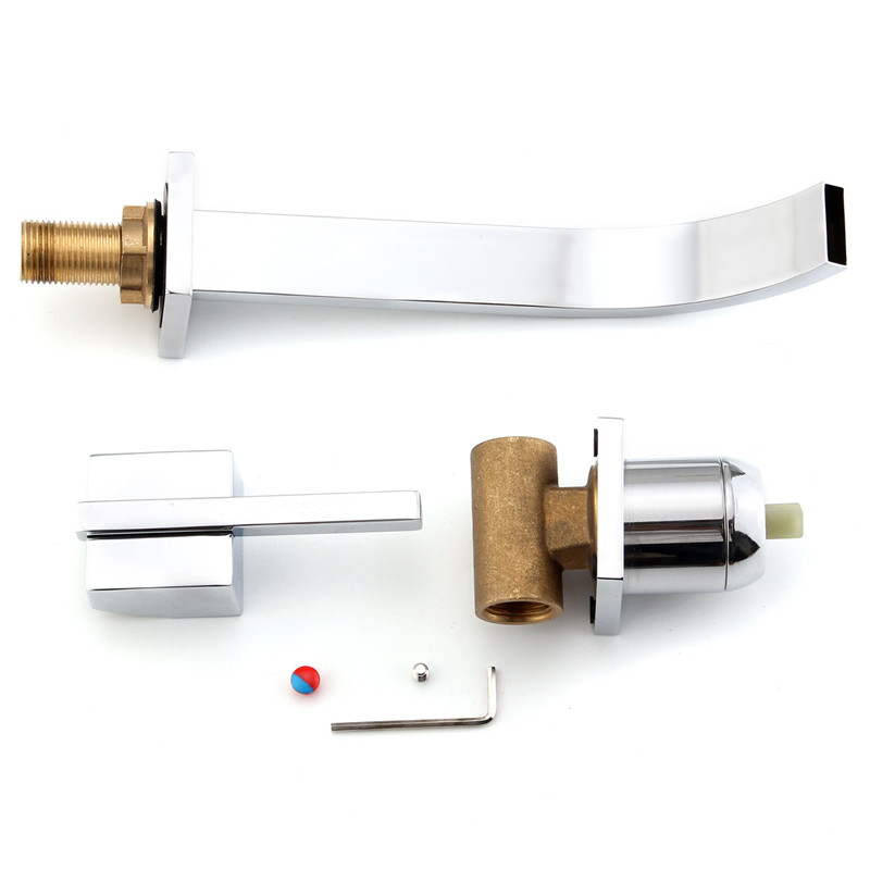 wall mounted waterfall bathroom basin faucet chrome brass finish square single handle kitchen sink faucet mix tap wall mounted waterfall bathroom basin faucet chrome brass finish square single handle kitchen sink faucet mix tap