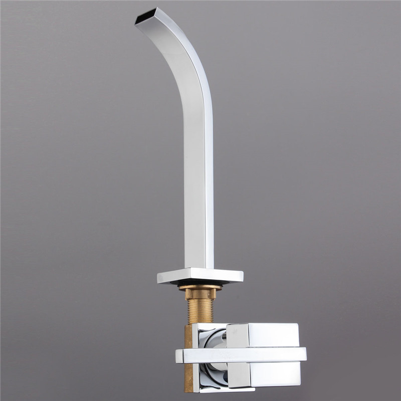 wall mounted waterfall bathroom basin faucet chrome brass finish square single handle kitchen sink faucet mix tap